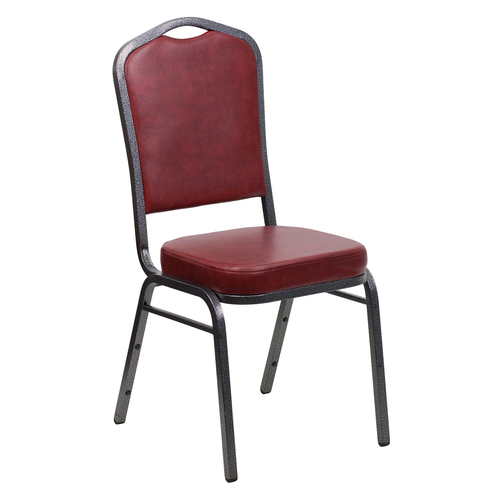 Flash Furniture FD-C01-SILVERVEIN-BURG-VY-GG 500 Lb. Burgundy Vinyl Upholstered Seat and Back Hercules Series Stacking Chair