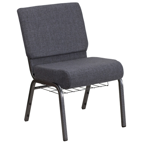 Flash Furniture FD-CH0221-4-SV-DKGY-BAS-GG 21.25" W x 33" H x 25" D Silver Vein Dark Gray Hercules Series Extra Wide Stacking Church Chair