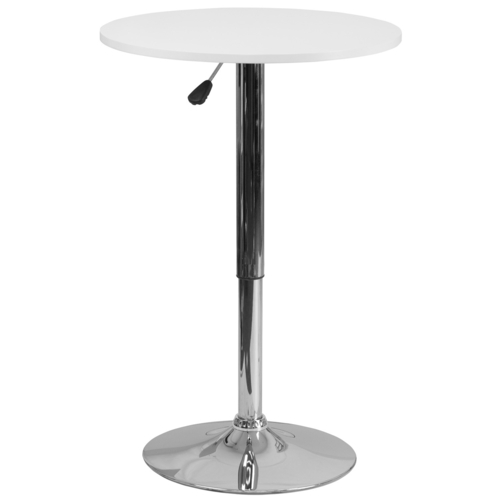 Flash Furniture CH-2-GG 23.75'' 23-3/4" Dia. x 26-1/4" to 35-3/4" Round Table Adjustable Height With Chrome Base