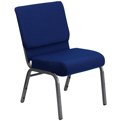 Flash Furniture FD-CH0221-4-SV-NB24-GG 21.25" W x 33" H x 25" D Silver Vein Navy Blue Hercules Series Extra Wide Stacking Church Chair