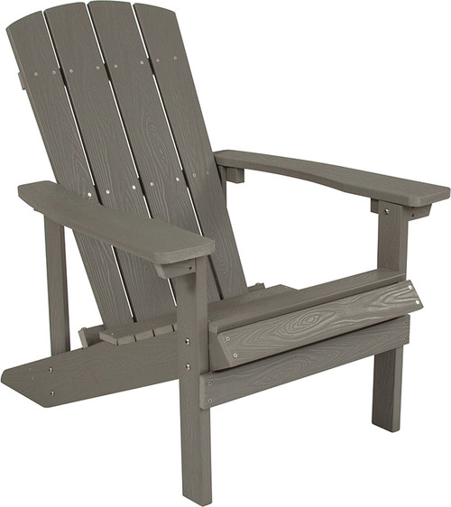 Flash Furniture JJ-C14501-LTG-GG 350 Lbs. Gray Weather-Resistant Polystyrene Frame Adirondack Chair