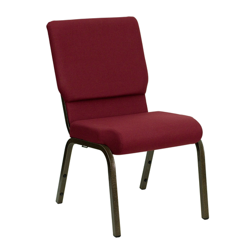 Flash Furniture XU-CH-60096-BY-GG 19" W x 33" H x 24" D Gold Vein Burgundy Hercules Series Stacking Church Chair