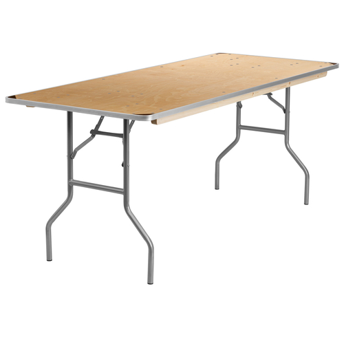 Flash Furniture XA-3072-BIRCH-M-GG Rectangular 72" W x 30" D x 30" H 551 Lb. Static Load Capacity Heavy Duty Folding Banquet Table