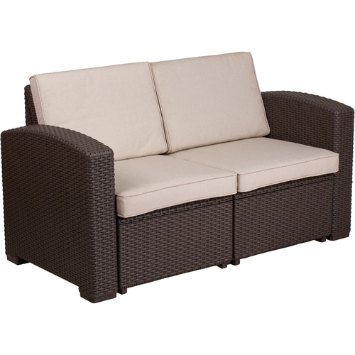 Flash Furniture DAD-SF1-2-GG 55.5" W x 32" H Brown Resin Frame Outdoor Loveseat