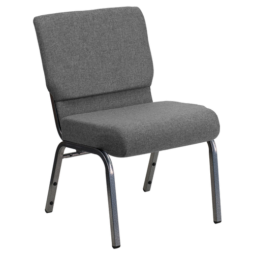 Flash Furniture XU-CH0221-GY-SV-GG 21" W x 33" H x 25" D Silver Vein Gray Hercules Series Extra Wide Stacking Church Chair