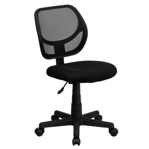 Flash Furniture WA-3074-BK-GG 250 Lb. Black Low Back Design Swivel Task / Computer Chair