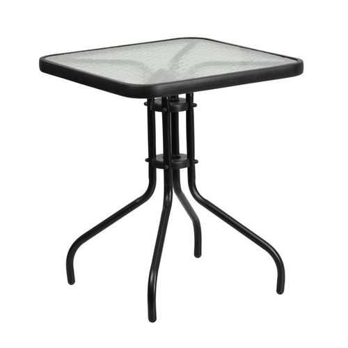 Flash Furniture TLH-073A-1-GG 23.5 " W x 28" H x 23.5" D Square 5mm Thick Tempered Glass Top Patio Table