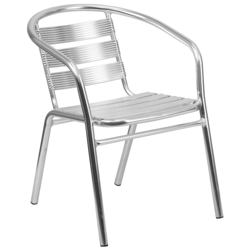 Flash Furniture TLH-1-GG 22" W x 29" H x 24" D 400 Lb. Weight Capacity Aluminum Heavy Duty Restaurant Stacking Armchair