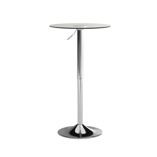 Flash Furniture CH-5-GG 23-1/2" Dia. x 33-1/2" to 41" Round Adjustable Height Glass Table With Chrome Base