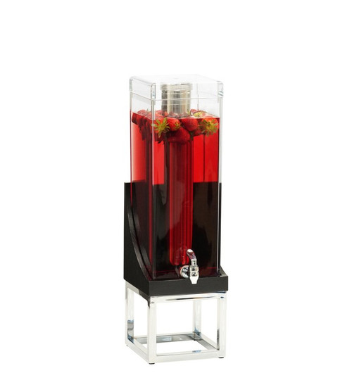 Cal-Mil 3804-3-87 8" W x 8" D x 26" H 3 Gallon Dark Ash Gray Oak Wood Square Acrylic Body With Ice Chamber BPA Free CinderWood Beverage Dispenser