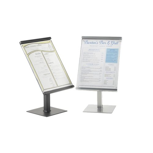 Cal-Mil 1153-15-74 8.75" W x 8.75" D x 15.5" H Silver Freestanding One By One Sign Stand