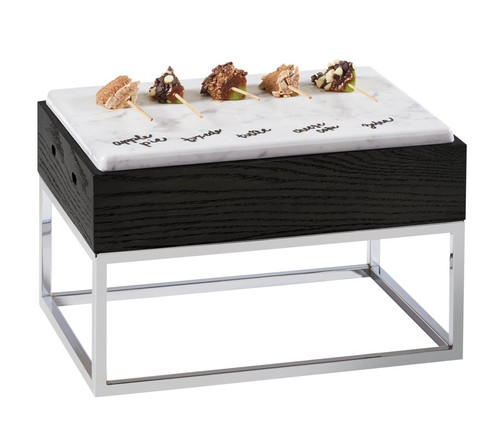 Cal-Mil 3822-9-87 15" W x 11" D x 9-1/4" H Dark Ash Gray Polished Metal Frame Rectangular Cinderwood Display Riser