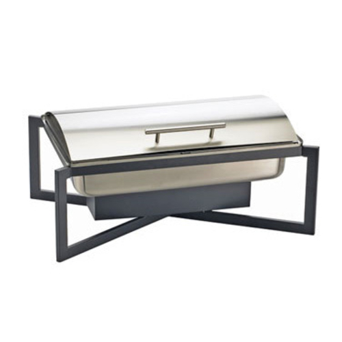 Cal-Mil 3321-13 8 Qt. Black Metal Frame Stainless Steel Cover Rectangular One by One Chafer
