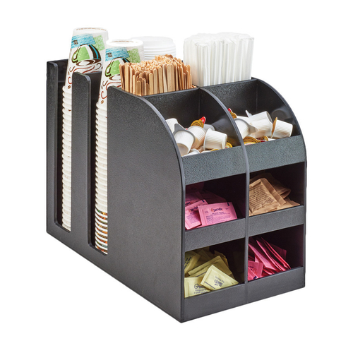 Cal-Mil 3577 9-1/4" W x 16-1/4" D x 13" H Black Plastic High Capacity Classic Bulk Condiment Station