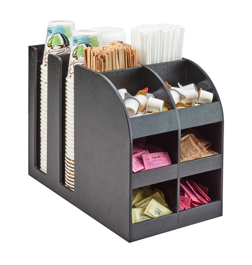 Cal-Mil 3577 9-1/4" W x 16-1/4" D x 13" H Black Plastic High Capacity Classic Bulk Condiment Station