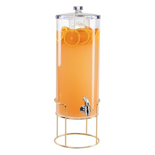 Cal-Mil 22005-3-46 3 Gal. Round Ice Chamber Brass Wire Base Mid-Century Beverage Dispenser