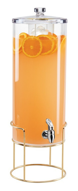 Cal-Mil 22005-3-46 3 Gal. Round Ice Chamber Brass Wire Base Mid-Century Beverage Dispenser