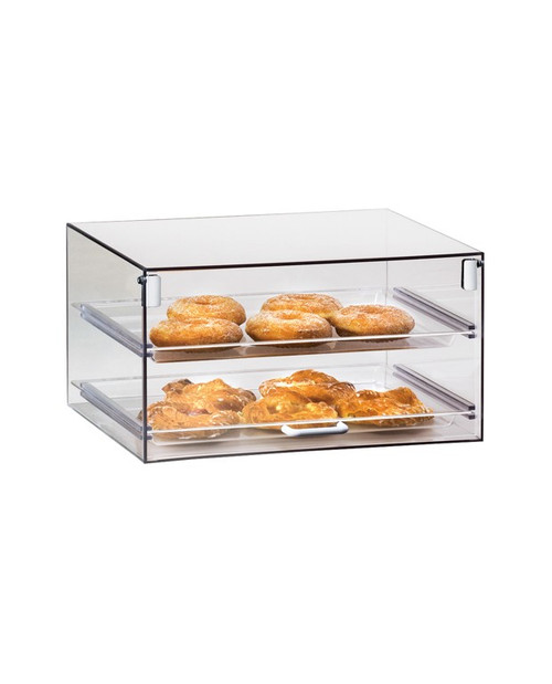 Cal-Mil 921 18 1/2" W x 14" D x 10" H Black Iron Accent Clear Acrylic Case Single Front Door With Handle Self Serve BPA Free Classic Display Case