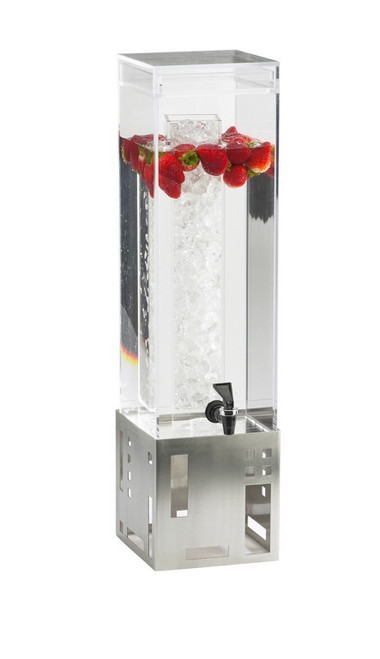 Cal-Mil 1602-3-55 7 1/2" W x 9 1/2" D x 25 3/4" H Stainless Steel Base Ice Chamber Decorative Geometric Cutouts Squared Beverage Dispenser