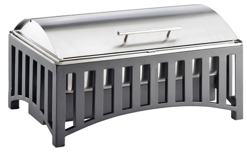 Cal-Mil 1368-13 8 Qt. Black Rectangular Stainless Steel Mission Chafer
