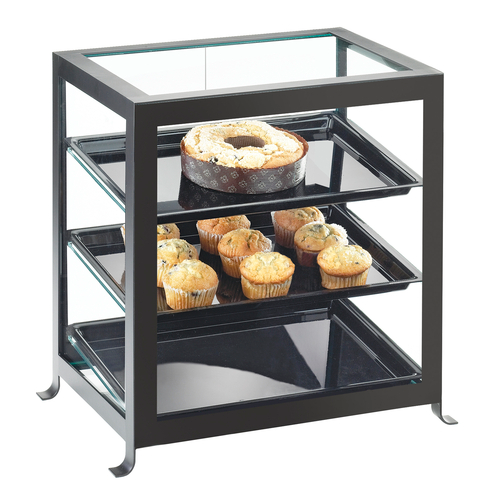 Cal-Mil 1575-13 21-1/4" W x 15-3/4" D x 20-3/4" H Black Frame Acrylic Case 3-Tier Dual Serve SoHo Display Case