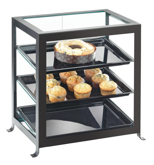 Cal-Mil 1575-13 21-1/4" W x 15-3/4" D x 20-3/4" H Black Frame Acrylic Case 3-Tier Dual Serve SoHo Display Case