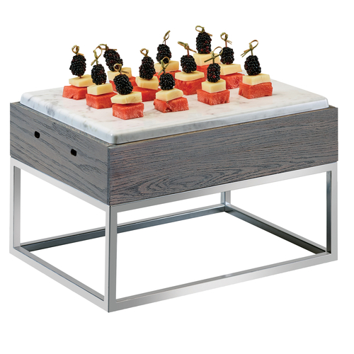 Cal-Mil 3822-9-83 15" W x 11" D x 9-1/4" H Gray Stainless Steel Base Rectangular Ashwood Display Riser