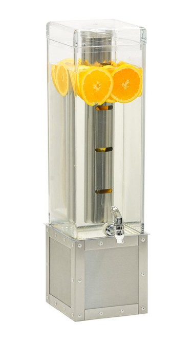 Cal-Mil 3394-3INF-55 8" W x 8" D x 24" H 3 Gallon Black Drip Tray Stainless Steel Base Urban Beverage Dispenser
