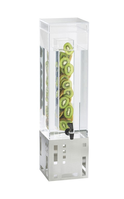 Cal-Mil 1602-3INF-55 7 1/2" W x 9 1/2" D x 25 3/4" H Stainless Steel Base Ice Chamber Decorative Geometric Cutouts Squared Beverage Dispenser
