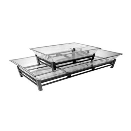 Cal-Mil IP402-39 48" W x 24" D x 12 1/2" H 2 Tiers Rectangular Powder Coated Platinum Ice Display/Pedestal