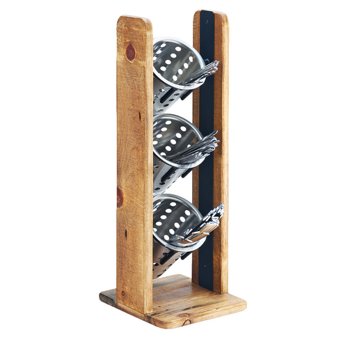 Cal-Mil 3411-99 7-1/4" W x 7-3/4" D x 20-1/2" H 3-Tier Rustic Pine Vertical Madera Cylinder Display