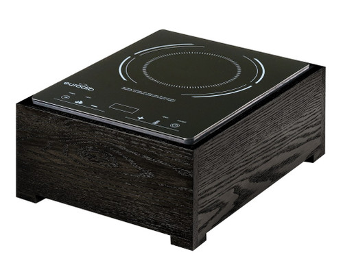 Cal-Mil 3633-87 15 1/2" W x 12 1/2" D x 7" H Dark Ash Oak Wood Gray 1800 W BPA Free Cinderwood Induction Unit