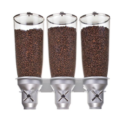 Cal-Mil 3518-3-39 Platinum (3) 5 L Cylinders 18 1/2" W x 6 3/4" D x 19 3/4" H 6 Wing Turn And Serve Mechanism Wall Mountable Cereal Dispenser