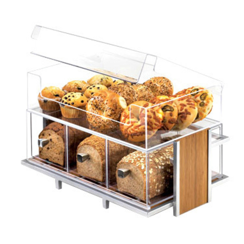 Cal-Mil 1471-SET 21" W x 13" D x 15" H 1 Bin With Cover (1) 3 - Drawer Bread Box Eco Silver Wire And Bamboo Modern Merchandiser Set