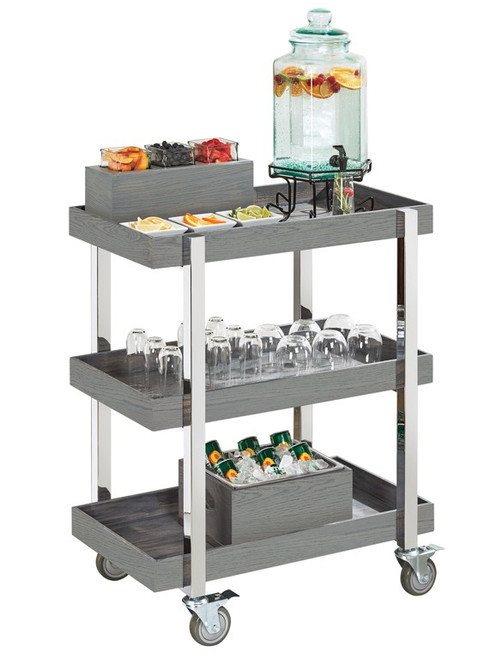 Cal-Mil 3834-83 31" W x 39.25" H x 20.13" D Rectangular Ash Gray 3-Tier Ashwood Beverage Cart