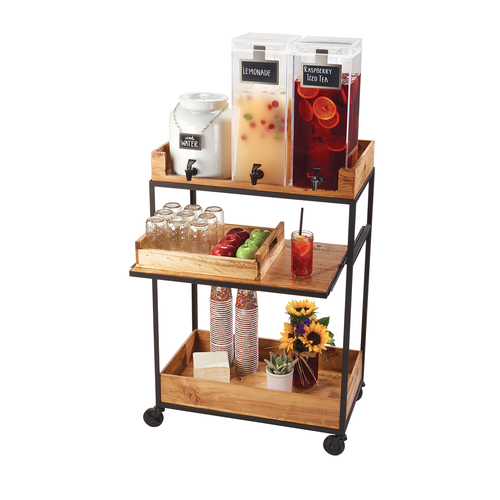 Cal-Mil 3461-99 27" W x 41" H x 16" D Natural Wood Mobile Madera Beverage Cart