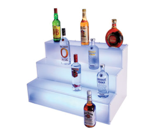 Cal-Mil LQ31 30" W x 18" D x 18" H 3 Tiers Countertop Acrylic Frost Lit Liquor Display
