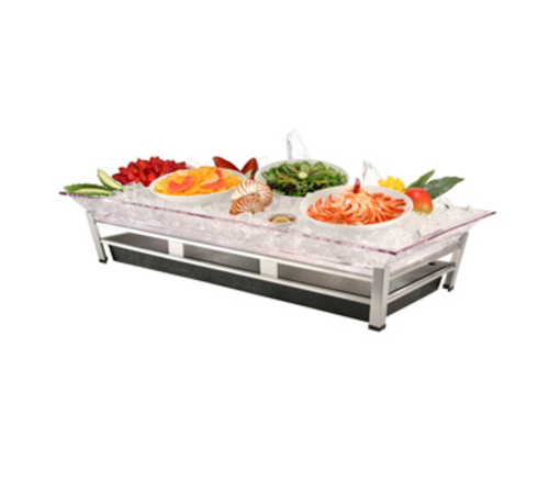 Cal-Mil IP2020-13 48" W x 24" D x 10" H Rectangular ABS Plastic Powder Coated Black Ice Display/Pedestal