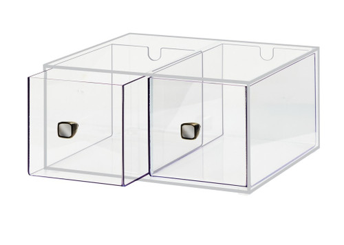 Cal-Mil 1480 Replacement Bin, 12"W x 12"D x 6"H, (2) acrylic drawers with knobs, clear,