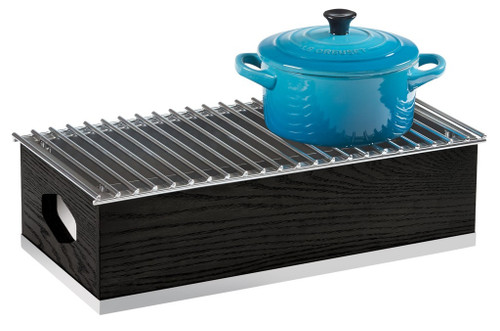 Cal-Mil 3813-87 19 3/4" W x 10" D x 5 1/2" H Dark Ash Gray Rectangular Oak Wood / Metal Frame Wind Guard Bpa Free Cinder Wood Chafer Alternative