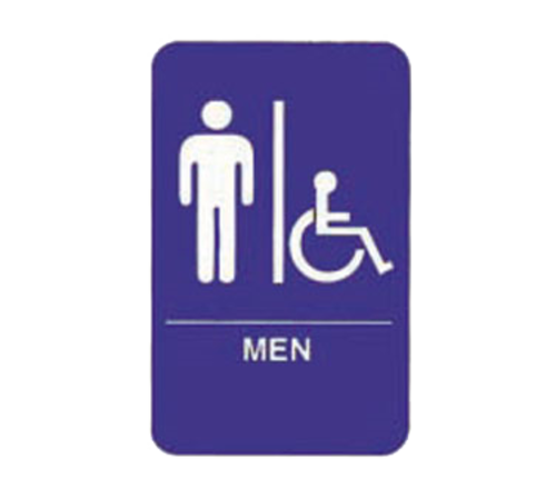 TableCraft Products 695631 6" W x 9" H "Men/Accessible" White On Blue Plastic Cash & Carry Sign