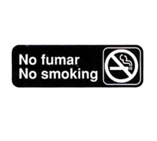 TableCraft Products 394589 3" W x 9" H "No Fumar/No Smoking" White On Black Plastic Cash & Carry Sign
