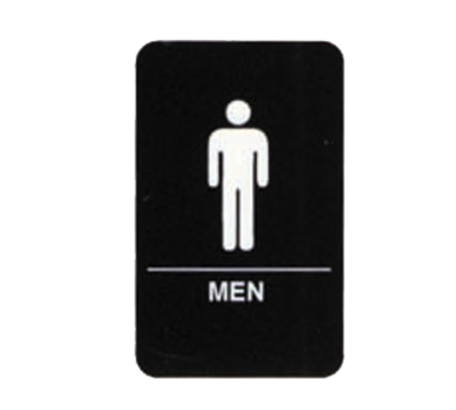 TableCraft Products 695635 6" W x 9" H "Men" Restroom White On Black Plastic Cash & Carry Sign