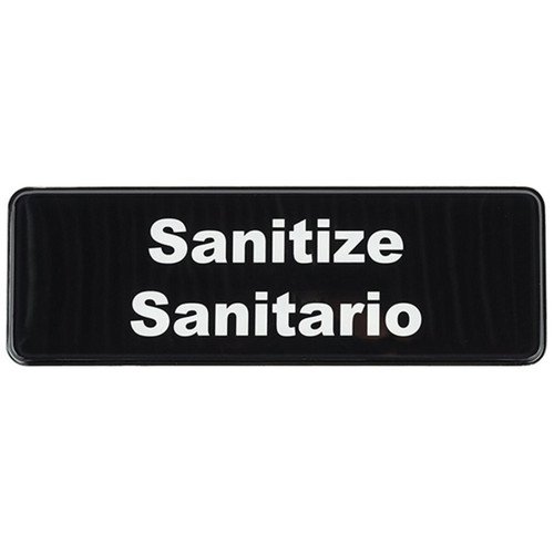 TableCraft Products 394595 3" W x 9" H "Sanitize/Sanitario" Plastic Cash & Carry Sign