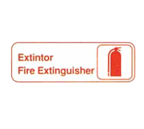 TableCraft Products 394582 3" W x 9" H "Extintor/Fire Extinguisher" Red On White Plastic Cash & Carry Sign