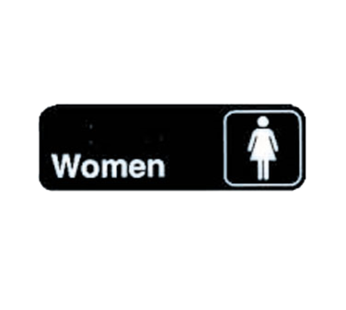 TableCraft Products 394516 3" W x 9" H "Women" White On Black Plastic Cash & Carry Sign