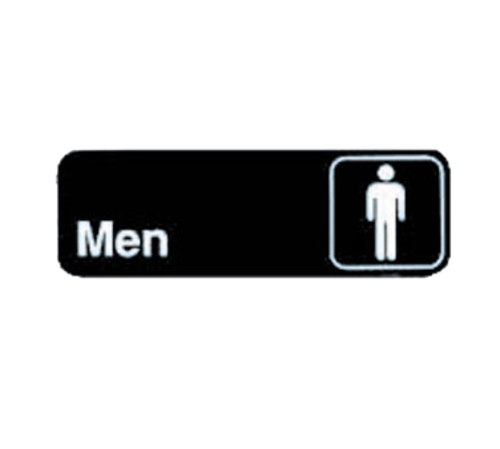 TableCraft Products 394515 3" W x 9" H "Men" White On Black Plastic Cash & Carry Sign