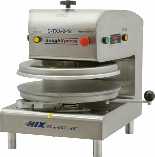 DoughXpress D-TXA-2-18 18.19" W x 25.13" H x 24.69" D Stainless Steel Air Semi-Automatic 2 Start Buttons Tortilla/Pizza Dough Press - 220 Volts, 1-Ph