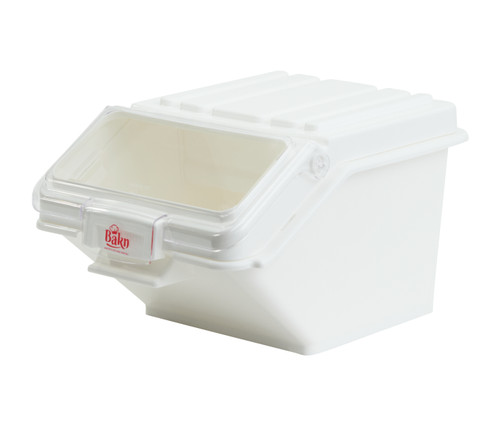 Bakn BAKBIN40 2.6 Gallon / 40 Cup Shelf Ingredient Bin with Flip Lid, and Scoop, White, NSF