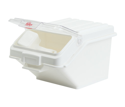 Bakn BAKBIN40 2.6 Gallon / 40 Cup Shelf Ingredient Bin with Flip Lid, and Scoop, White, NSF